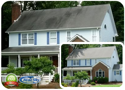 Blue Sky Pressure Washing Asphalt Roofing in Nashua New Hampshire& Vynl Siding in New Hampshire 